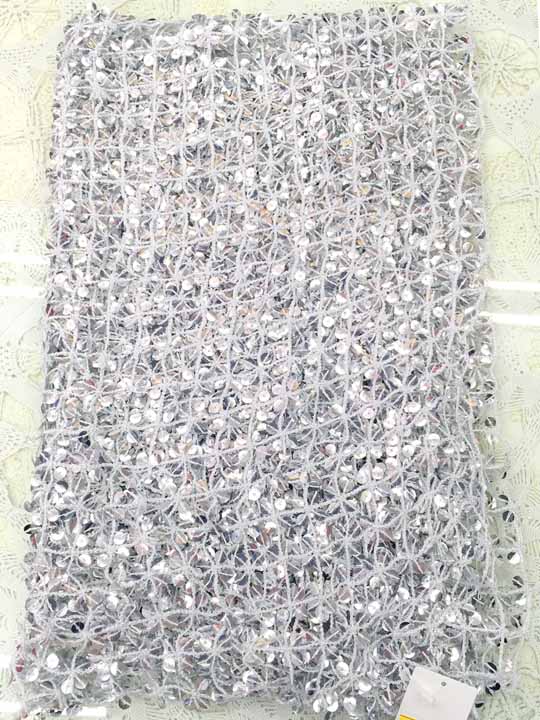 20160604　7352　シルバー地　スパンコール刺繍のショール　Ｆサイズ