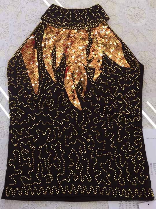 20170206　6226　ゴールド地　スパンコール刺繍のアメスリトップス　Ｆサイズ
